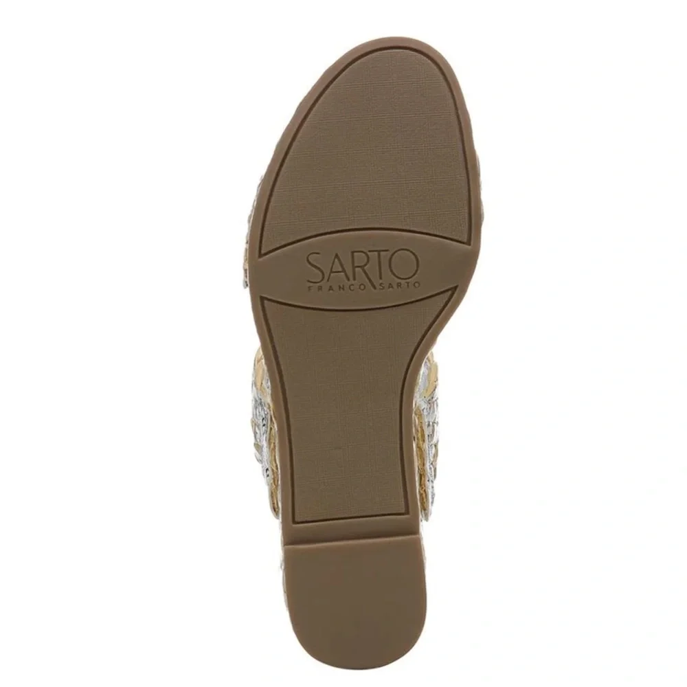 NEW Sarto Franco Sarto Opal Platform Slide SandalSZ-10 White Silver Slip On